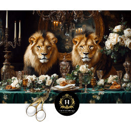 Elegant Regal Lion Wedding Floral Table Decoupage  Tissue Paper