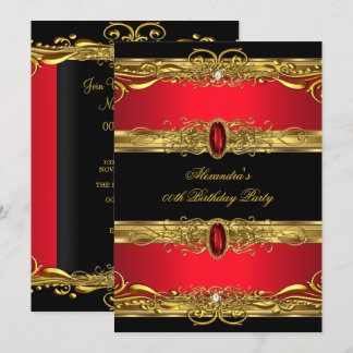Elegant Regal Red Black Gold Birthday Party Invitation