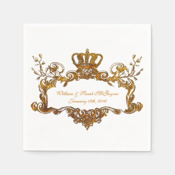 Elegant Regal Wedding Gold Text Paper Napkins by weddingsareus at Zazzle