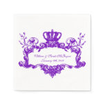 Elegant Regal Wedding Purple Text Paper Napkins