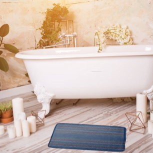 Elegant Regatta Stripe Blue orange Pink White Bath Mat