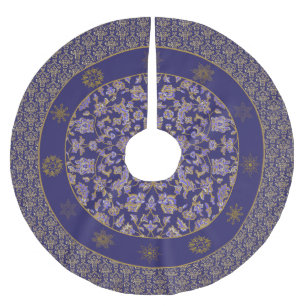 Elegant Regency Blue Damask Christmas Tree Skirt