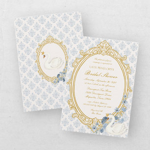 Elegant Regency Era Blue and Gold Bridal Shower Invitation