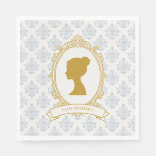 Elegant Regency Era Blue and Gold Bridal Shower Napkins