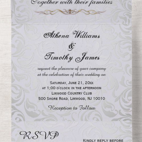 Elegant Regency Era Silver Wedding Invite