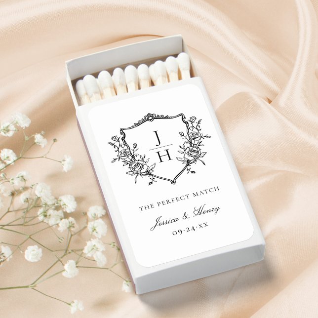 Elegant Regency Floral Crest Monogram Wedding  Matchboxes (Creator Uploaded)