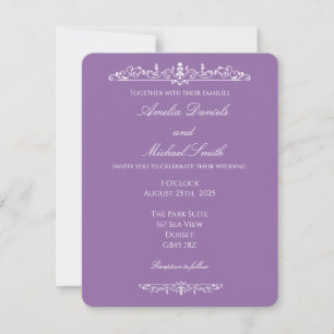 Elegant Regency Purple Vintage Wedding Invitation