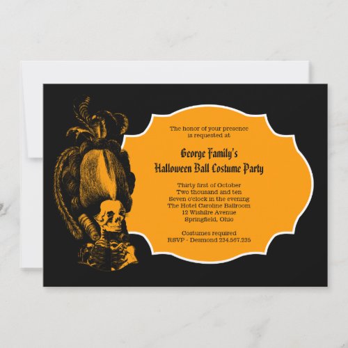  Elegant Regency Style Skeleton Halloween Grand Ba Invitation