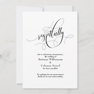 Elegant Regretfully Cancelled Wedding Announcement