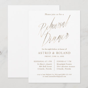 Elegant Rehearsal Dinner Faux Gold Calligraphy Invitation