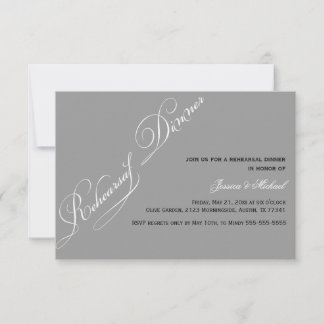 Elegant Rehearsal Dinner Gray and White Invitation