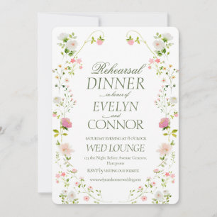 Elegant Rehearsal Dinner Green Wedding Invitation