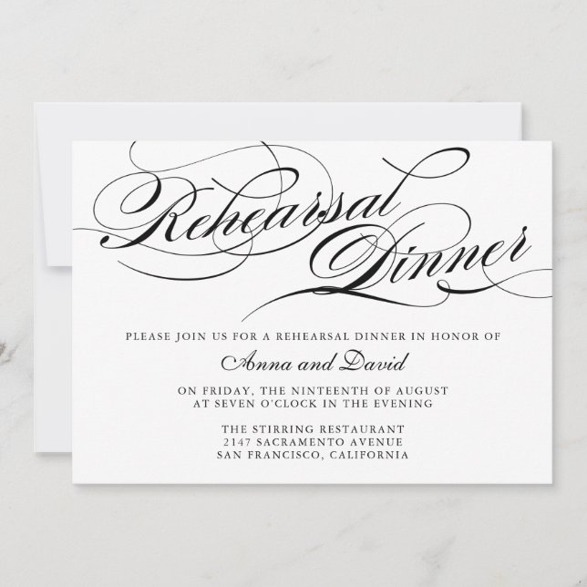 Elegant Rehearsal Dinner Invitation (Front)