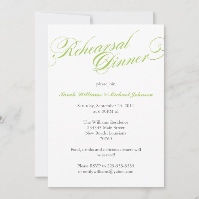 Elegant Rehearsal Dinner Invitation (Front)