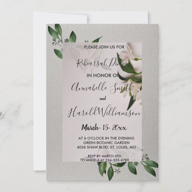 Elegant Rehearsal Dinner Invitation (Front)