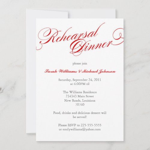 Elegant Rehearsal Dinner Personalized Announcement