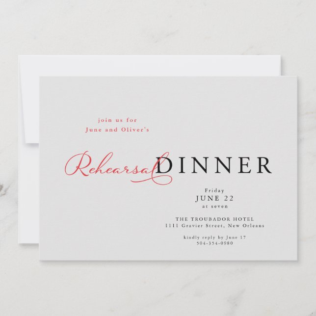 Elegant Rehearsal Dinner Invitation (Front)