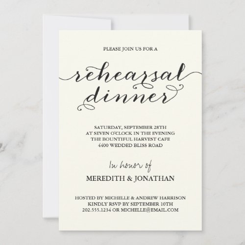 Elegant Rehearsal Dinner 5x7 Paper Invitation Card