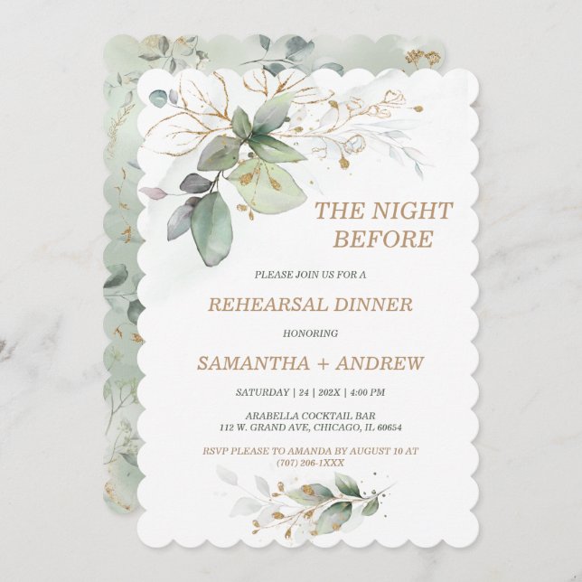 Elegant Rehearsal Dinner Invitation (Front/Back)