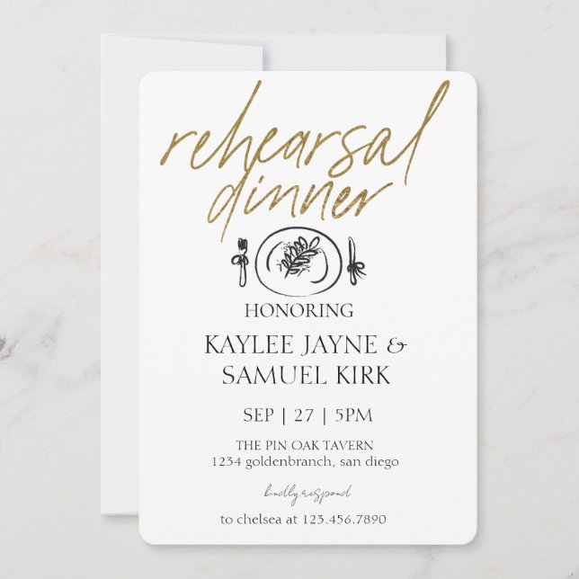 Elegant Rehearsal Dinner Invitation (Front)
