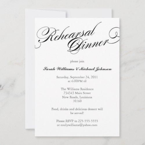Elegant Rehearsal Dinner Personalized Announcements
