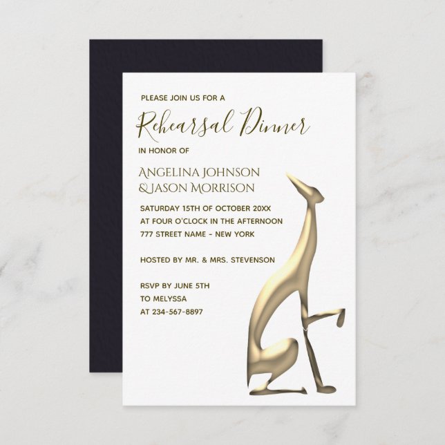 Elegant Rehearsal Dinner Invitation (Front/Back)