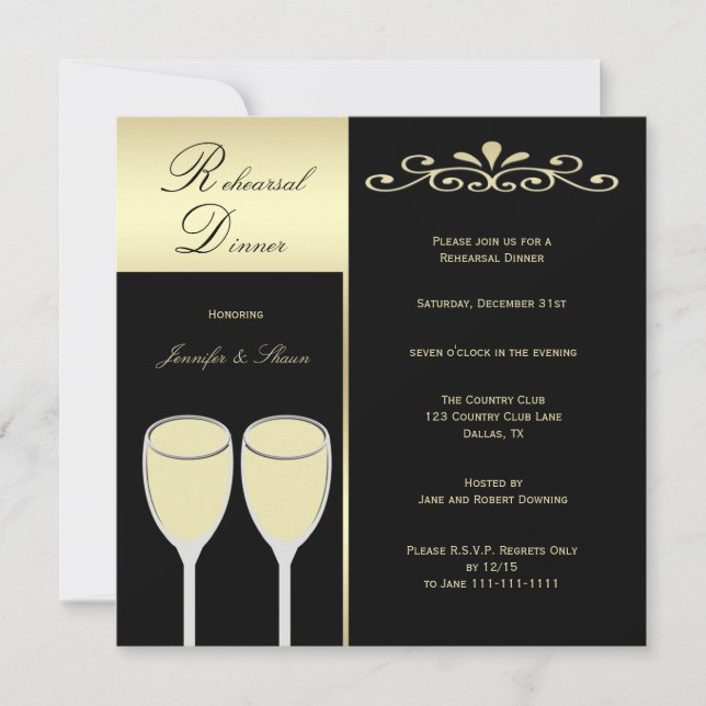 Elegant Rehearsal Dinner Invitation (Front)