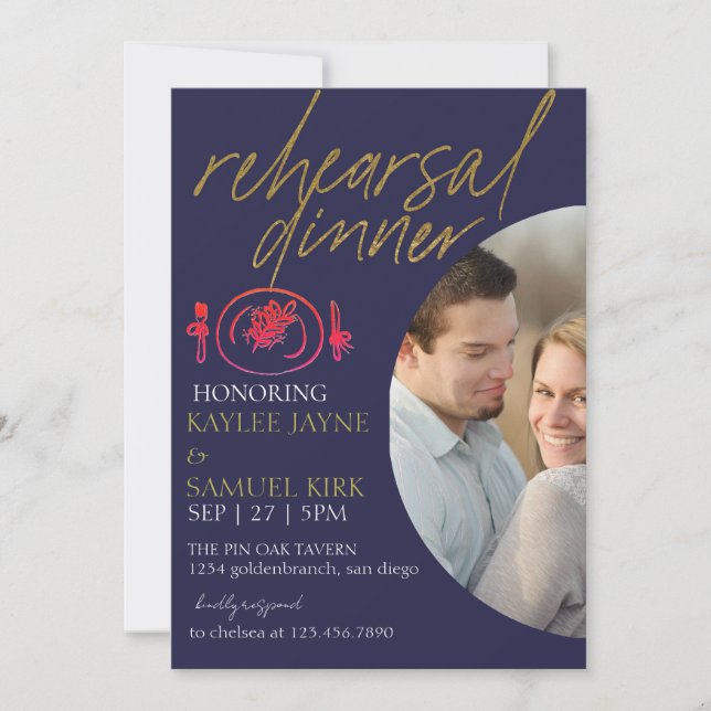 Elegant Rehearsal Dinner Invitation (Front)