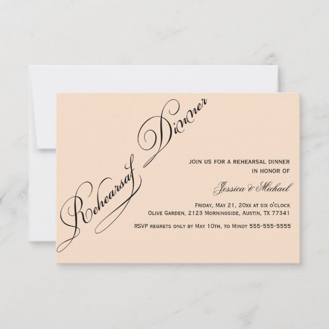 Elegant Rehearsal Dinner Linen Color  Invitation (Front)