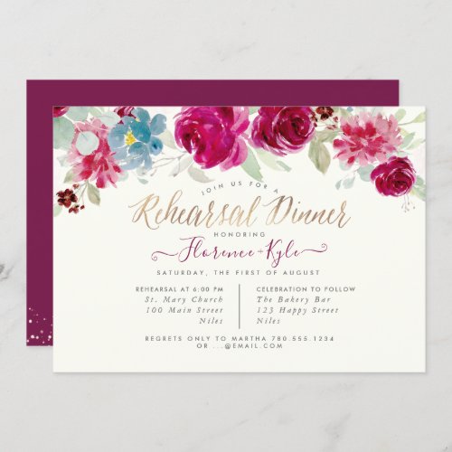 Elegant Rehearsal Dinner Mint Berries Invitation