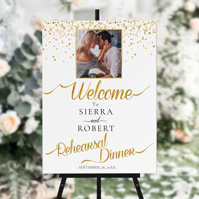 Elegant  Rehearsal Dinner Photo Welcome Sign (Creator Uploaded)