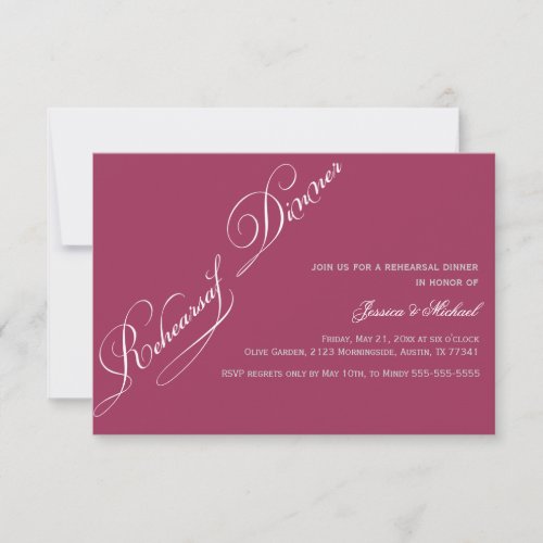 Elegant Rehearsal Dinner Sangria Invitation 3.5" X 5" Invitation Card