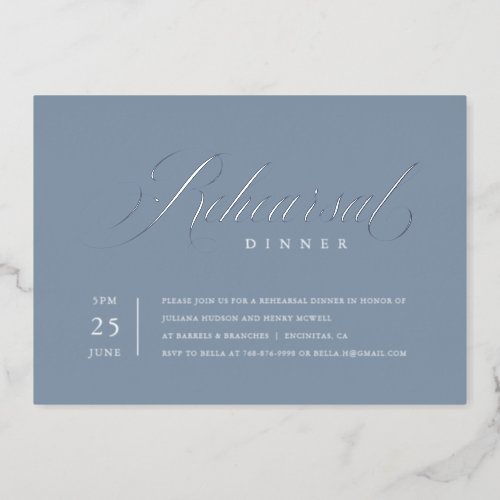 Elegant Rehearsal Dinner Silver Foil Invitation