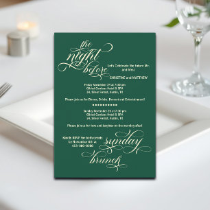 Elegant Rehearsal Dinner & Sunday Brunch Teal Invitation