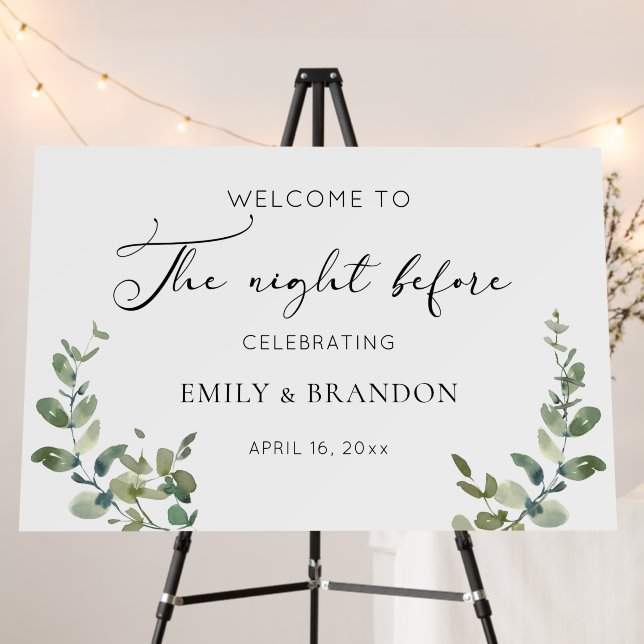 Elegant Rehearsal Dinner The Night Before Greenery Foam Board (In Situ (Stand))