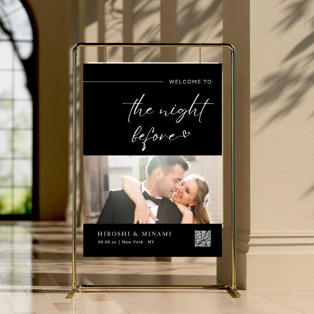 Elegant Rehearsal Dinner Welcome Sign with QR Code (Creator Uploaded)