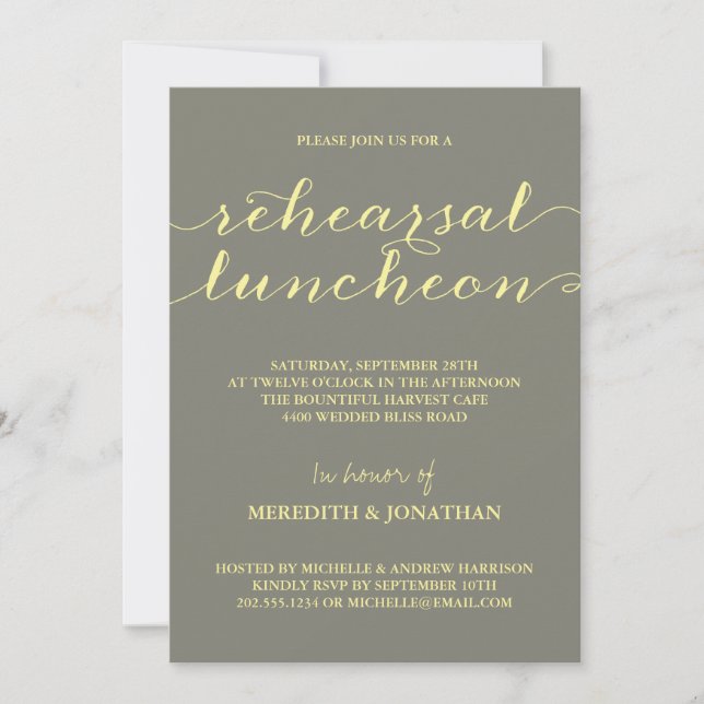 Elegant Rehearsal Luncheon Invitation (Front)