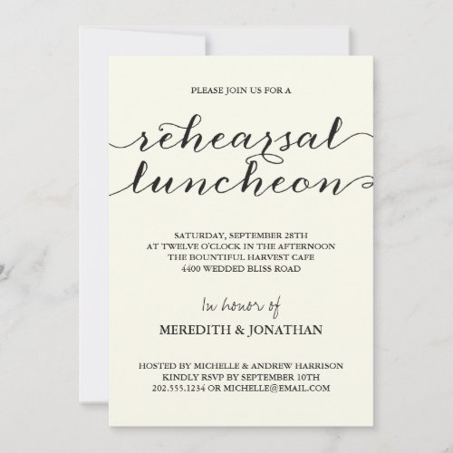 Elegant Rehearsal Luncheon 5x7 Paper Invitation Card