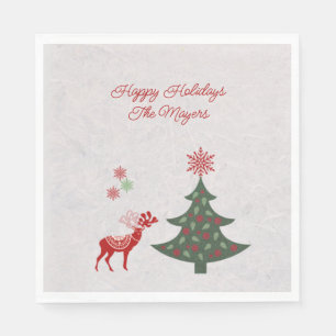 Elegant Reindeer and Christmas Tree Napkins