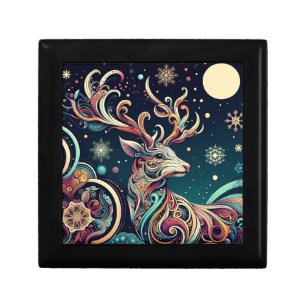 Elegant Reindeer and Full Moon Gift Box