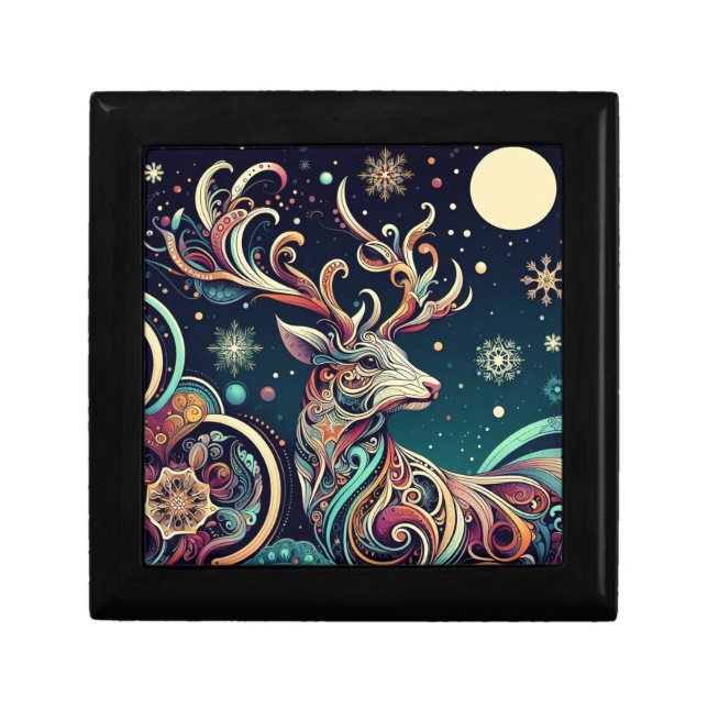 Elegant Reindeer and Full Moon  Gift Box (Front)