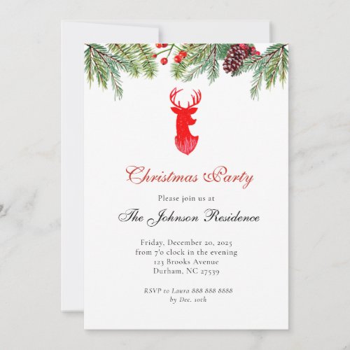 Elegant Reindeer Christmas Holiday Party Announcement