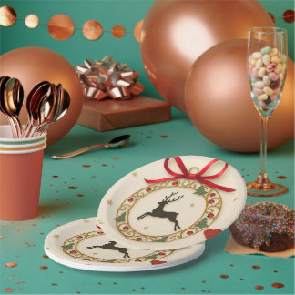 Elegant Reindeer Christmas Party Tableware Plate