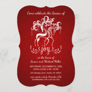 Elegant Reindeer Joy Holiday Party Invitation