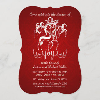Elegant Reindeer Joy Holiday Party Invitation