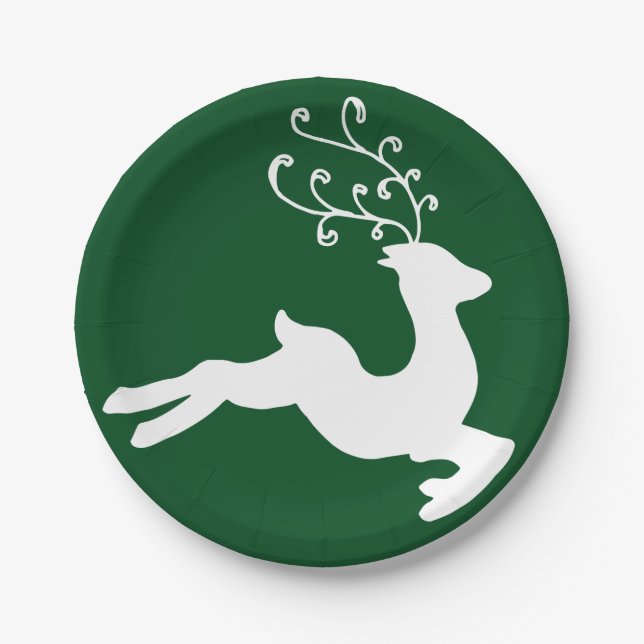 Elegant Reindeer Paper Plates (Front)