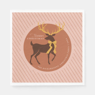 Elegant Reindeer Personalized Christmas Party Napkins