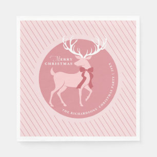 Elegant Reindeer Personalized Christmas Party Napkins