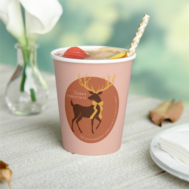 Elegant Reindeer Personalized Christmas Party Paper Cups (Insitu)