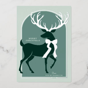 Elegant Reindeer Silver Foil Holiday Card